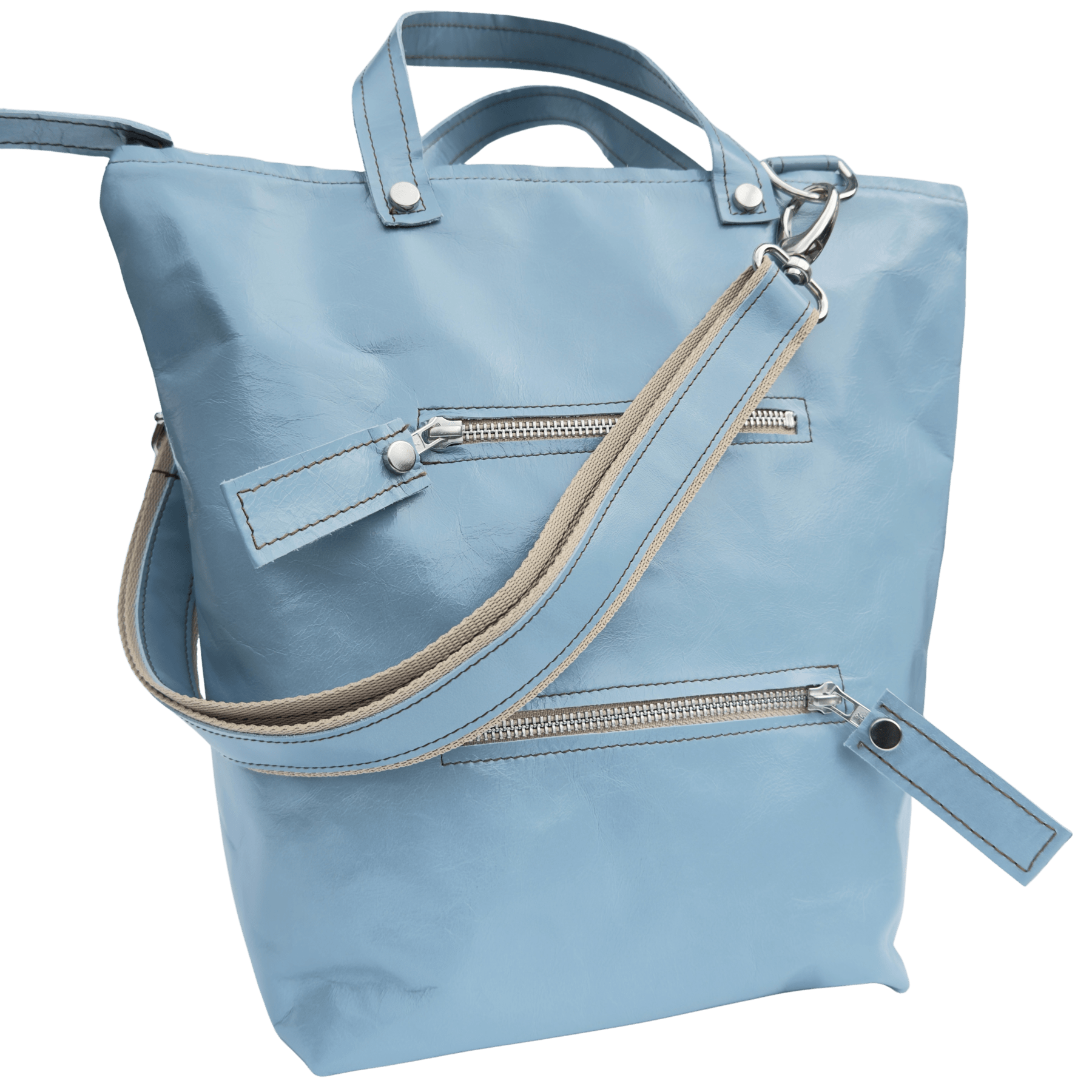 Sac à dos/sac en cuir tasche-rucksack-battaglia-blau-ciel-vorne-umhaenge