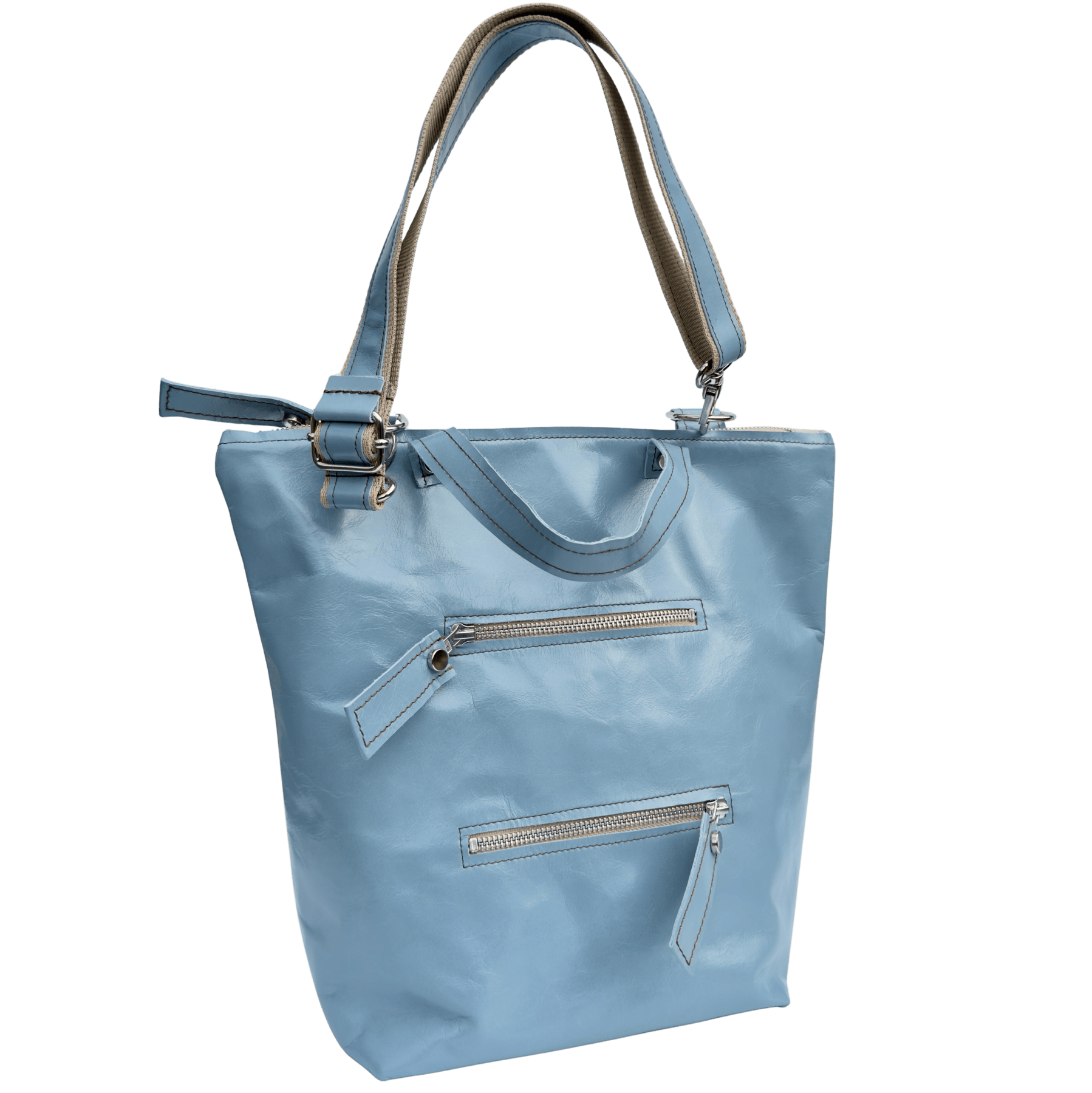 Sac à dos/sac en cuir tasche-rucksack-battaglia-blau-ciel-vorne-henkel